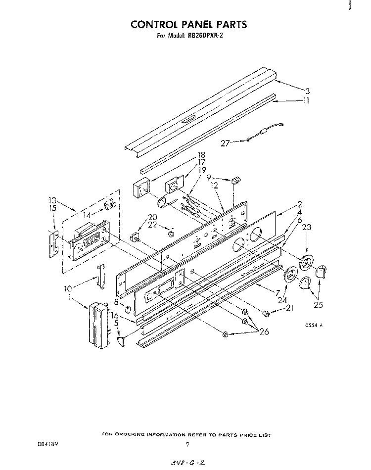 CONTROL PANEL, LITERATURE AND OPTIONAL Diagram and Parts List for RB260PXK2  Whirlpool Wall Oven