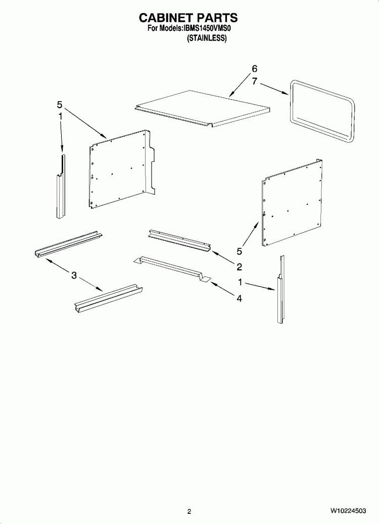 CABINET PARTS Diagram and Parts List for IBMS1450VMS0  Whirlpool Microwave