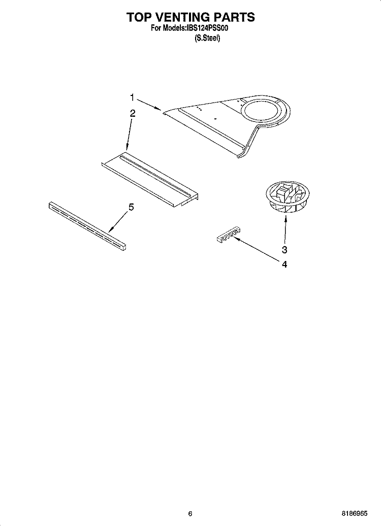 TOP VENTING PARTS Diagram and Parts List for IBS124PSS00  Whirlpool Wall Oven