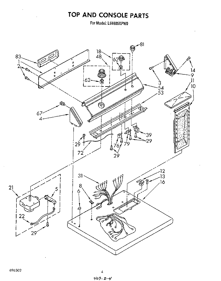 SECTION Diagram and Parts List for LE6605XPW0  Whirlpool Dryer