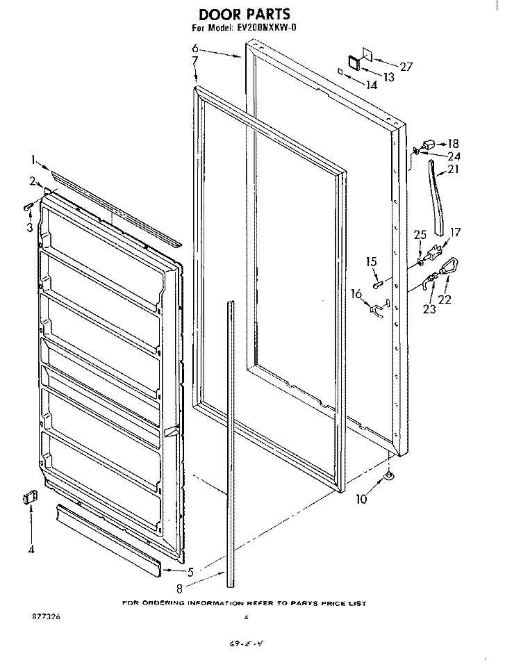 DOOR , LIT/OPTIONAL Diagram and Parts List for EV200NXKW0  Whirlpool Freezer