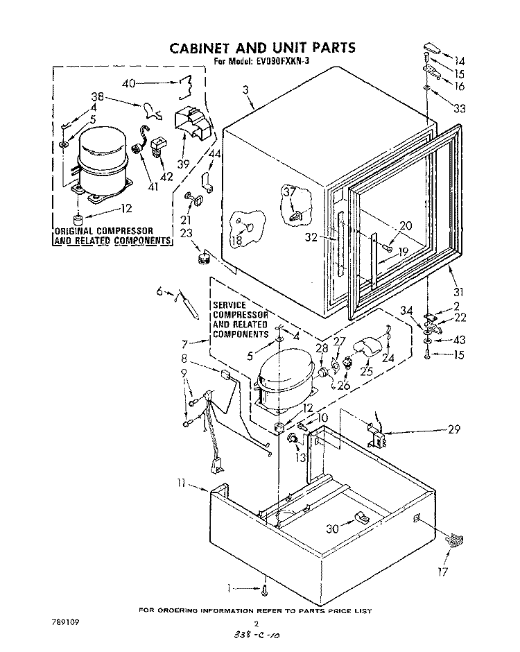 SECTION Diagram and Parts List for EV090FXKN3  Whirlpool Freezer