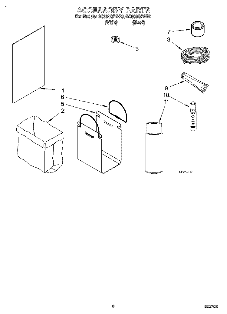 ACCESSORY Diagram and Parts List for GC900QPGQ0  Whirlpool Trash Compactor