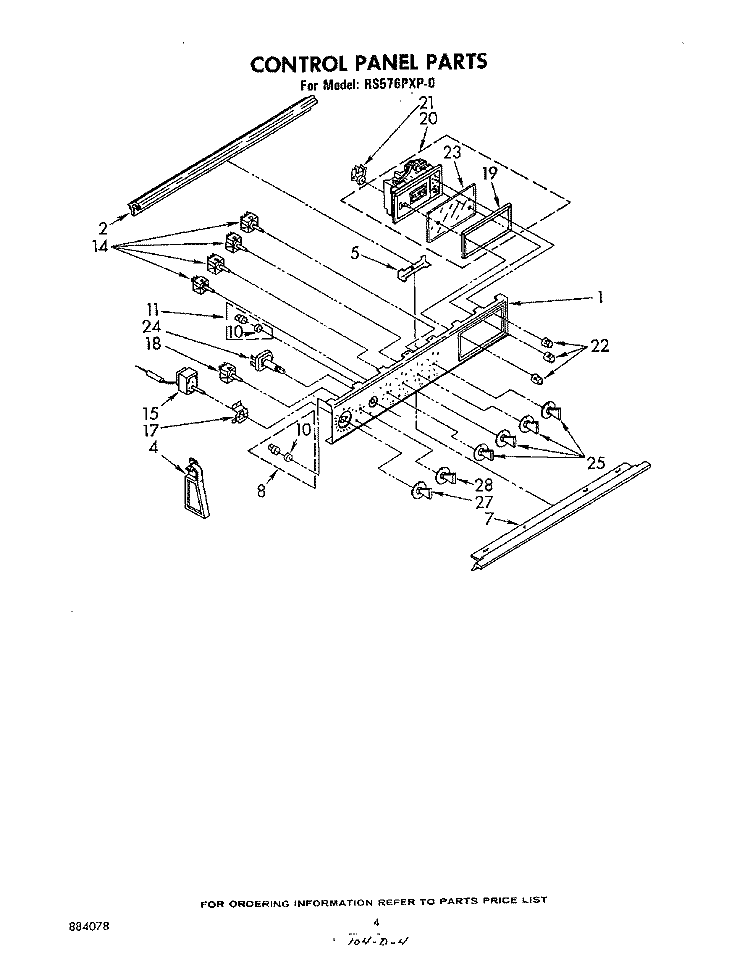CONTROL PANEL Diagram and Parts List for RS576PXP0  Whirlpool Range