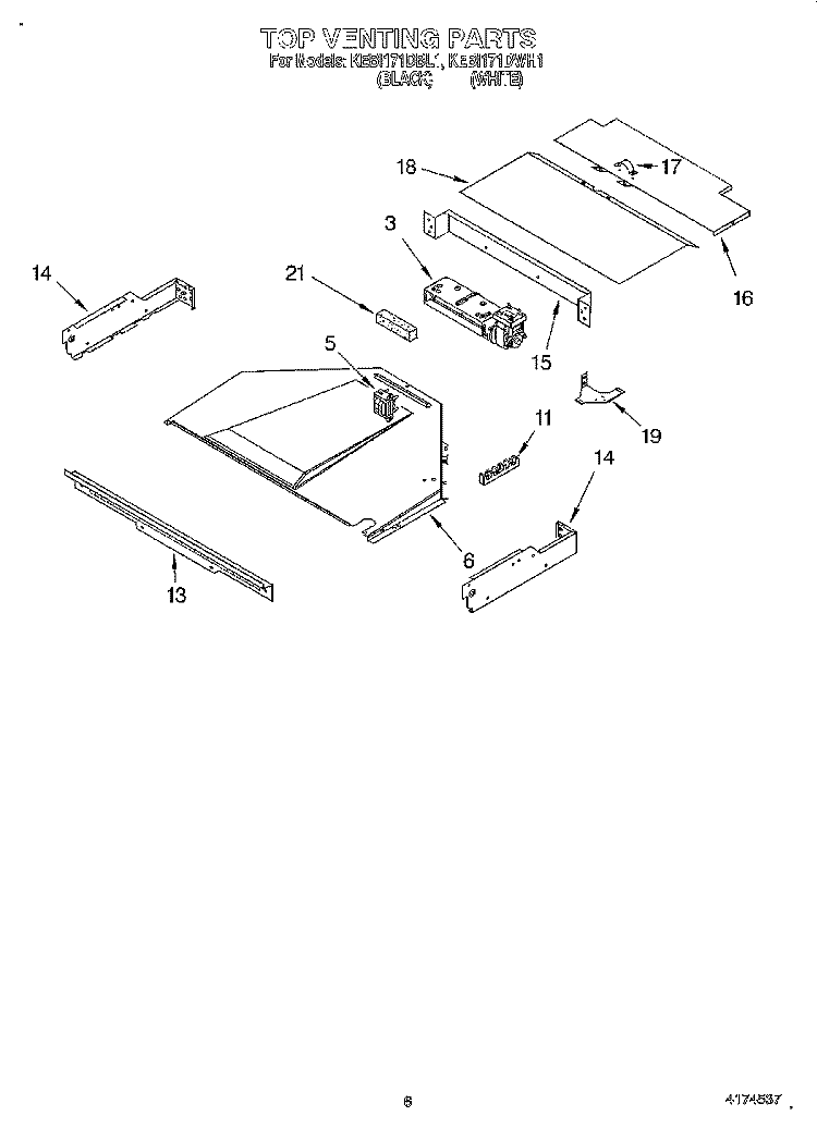 TOP VENTING, OPTIONAL Diagram and Parts List for KEBI171DBL1  KitchenAid Wall Oven