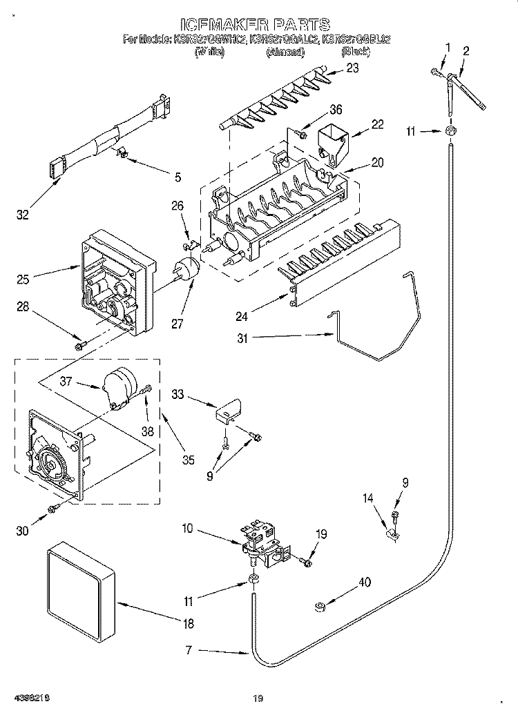 ICEMAKER, OPTIONAL Diagram and Parts List for KSRS27QGWH02  KitchenAid Refrigerator