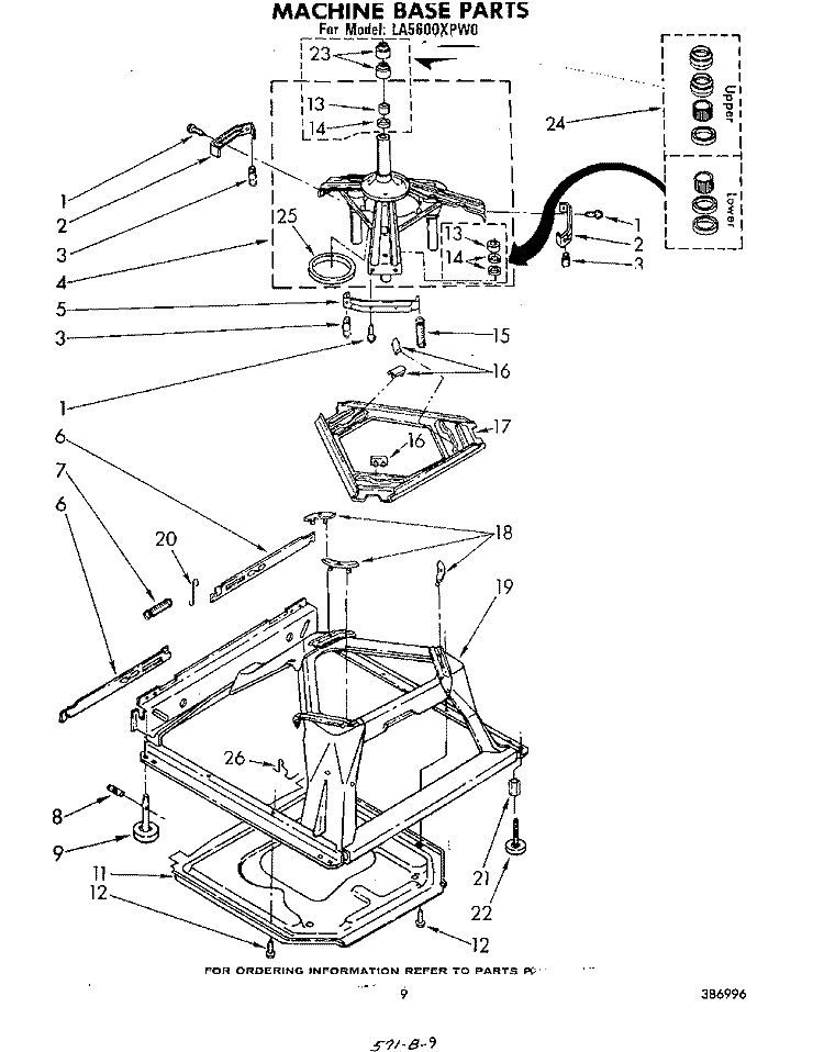 MACHINE BASE Diagram and Parts List for LA5600XPW0  Whirlpool Washer