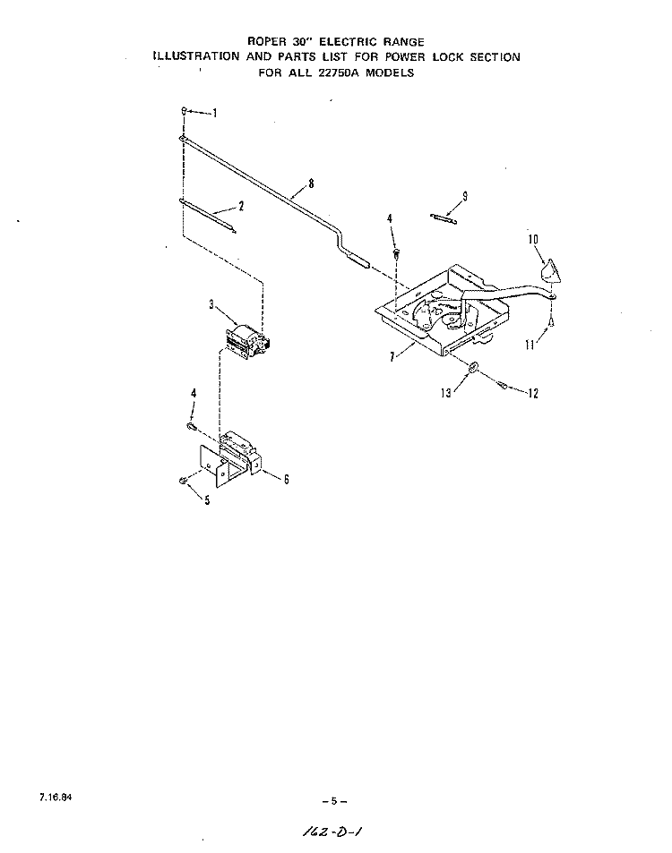 POWER LOCK Diagram and Parts List for 2275W0A  Roper Range