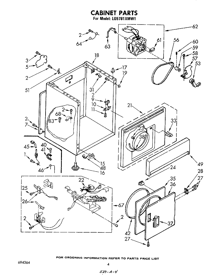 CABINET Diagram and Parts List for LG5781XMW1  Whirlpool Dryer