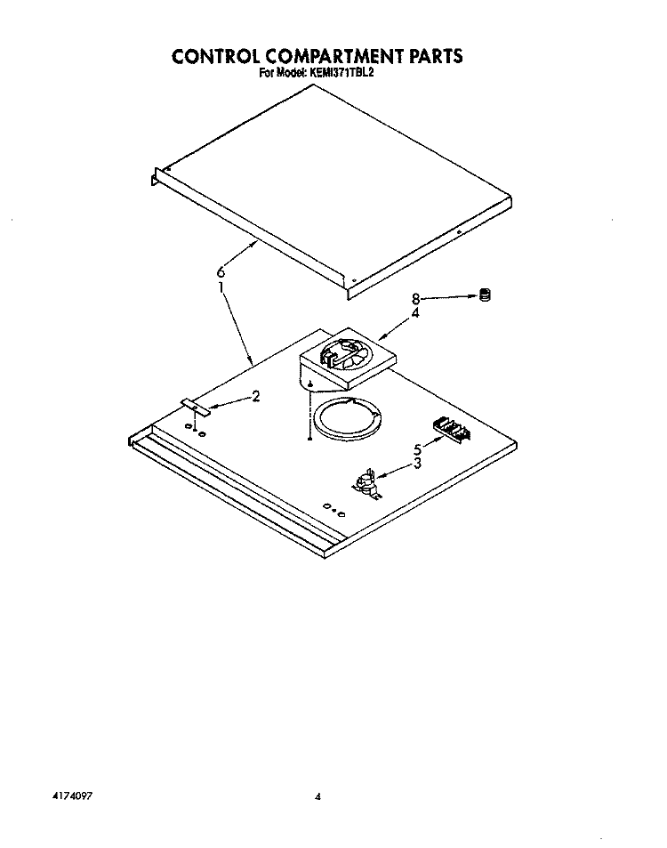 CONTROL COMPARTMENT Diagram and Parts List for KEMI371TBL2  KitchenAid Microwave Oven Combo
