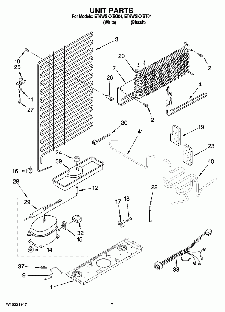 UNIT PARTS Diagram and Parts List for ET6WSKXST04  Whirlpool Refrigerator