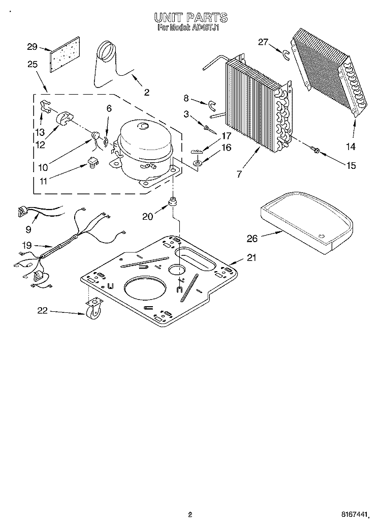 SECTION Diagram and Parts List for AD40TJ1  Whirlpool Dehumidifier