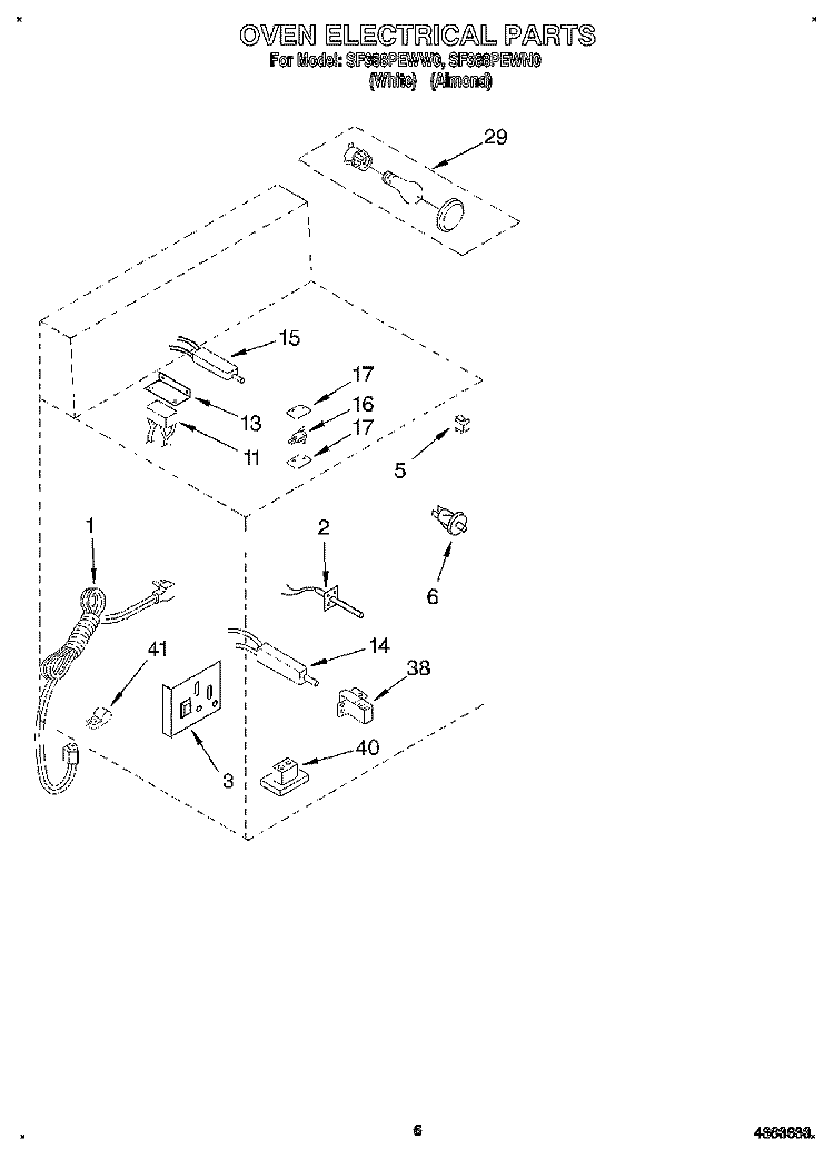 OVEN ELECTRICAL, LITERATURE Diagram and Parts List for SF388PEWW0  Whirlpool Range