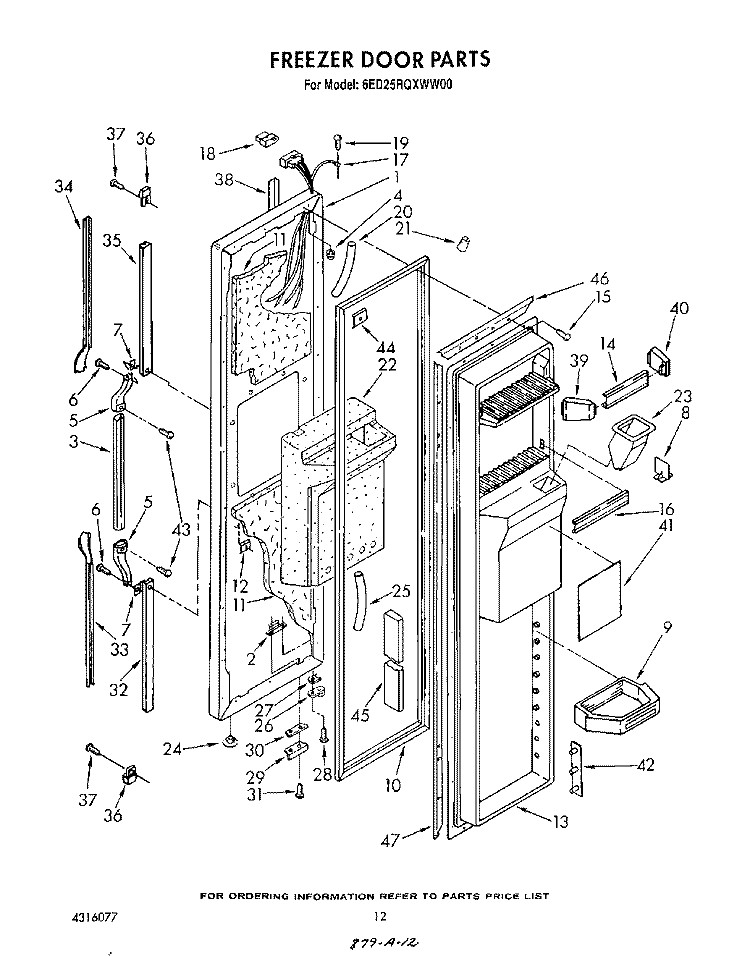 FREEZER DOOR Diagram and Parts List for 6ED25RQXWW00  Whirlpool Refrigerator