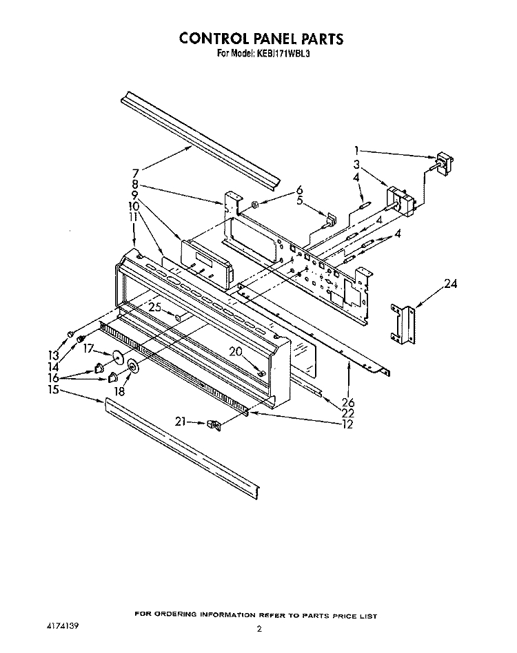 CONTROL PANEL, LIT/OPTIONAL Diagram and Parts List for KEBI171WBL3  KitchenAid Wall Oven