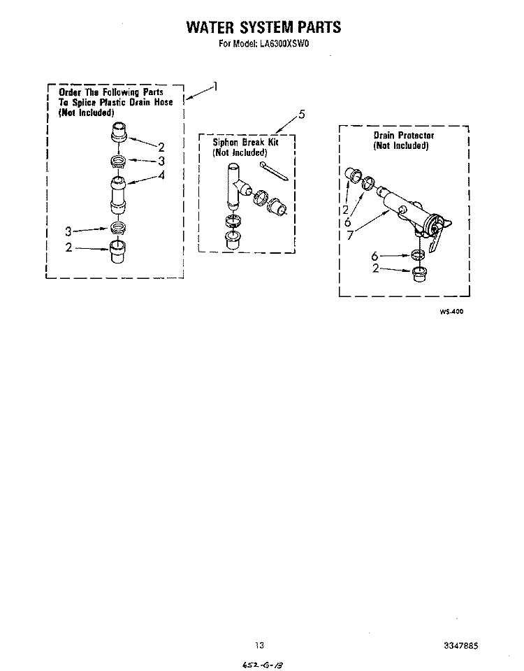 WATER SYSTEM Diagram and Parts List for LA6300XSW0  Whirlpool Washer
