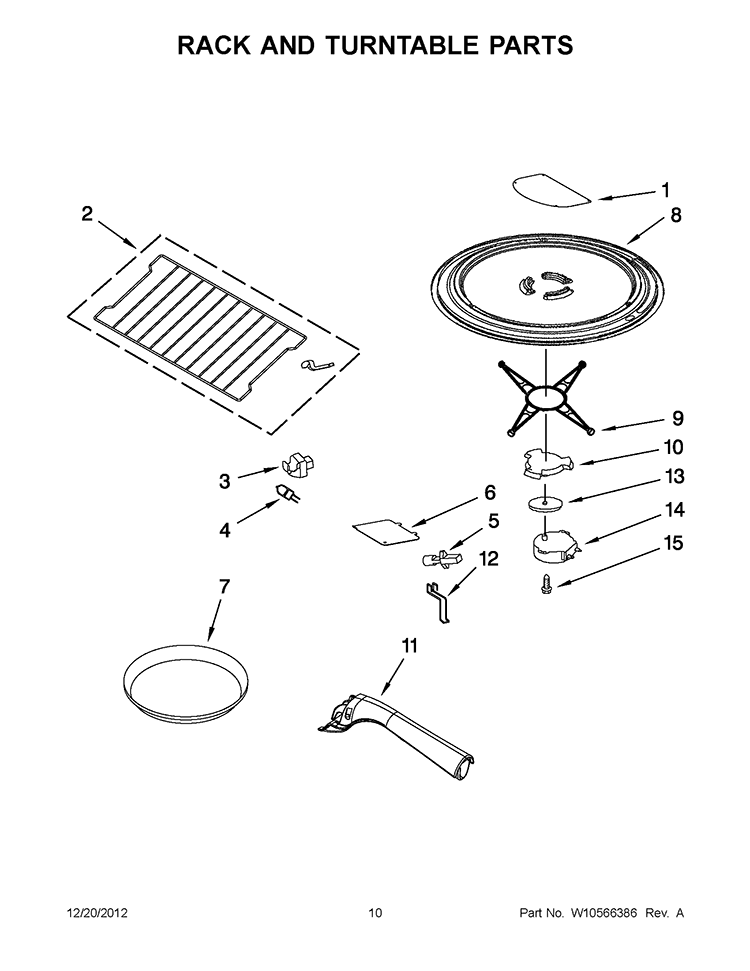RACK AND TURNTABLE PARTS Diagram and Parts List for YKHMS2050SS4  KitchenAid Microwave