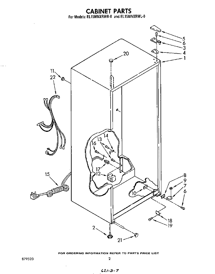 CABINET Diagram and Parts List for EL15MNXRWR0  Whirlpool Refrigerator