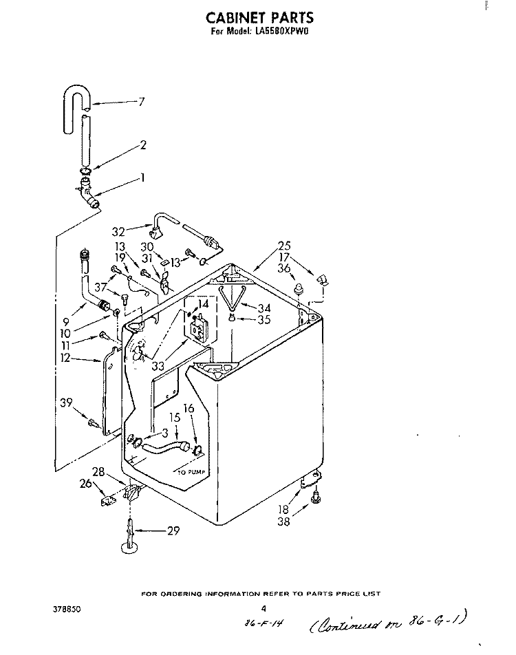 CABINET Diagram and Parts List for LA5580XPW0  Whirlpool Washer