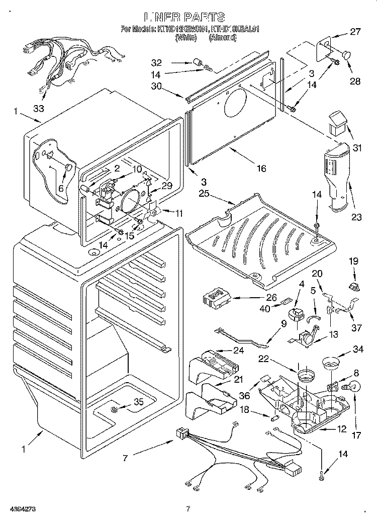 LINER Diagram and Parts List for KTHD18KEAL01  Whirlpool Refrigerator