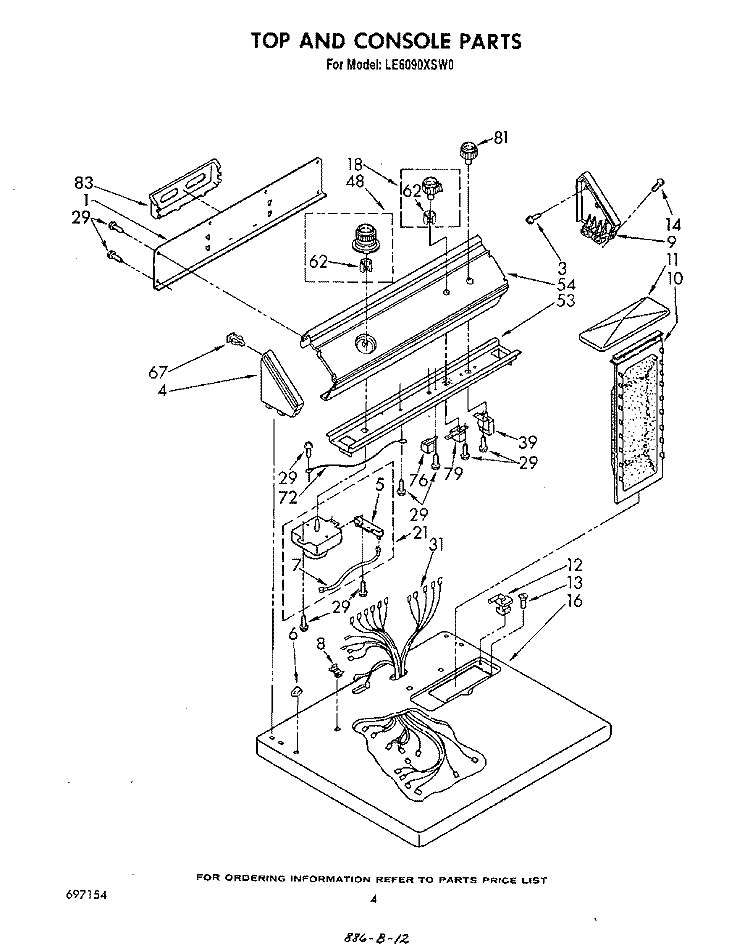 SECTION Diagram and Parts List for LE6090XSW0  Whirlpool Dryer
