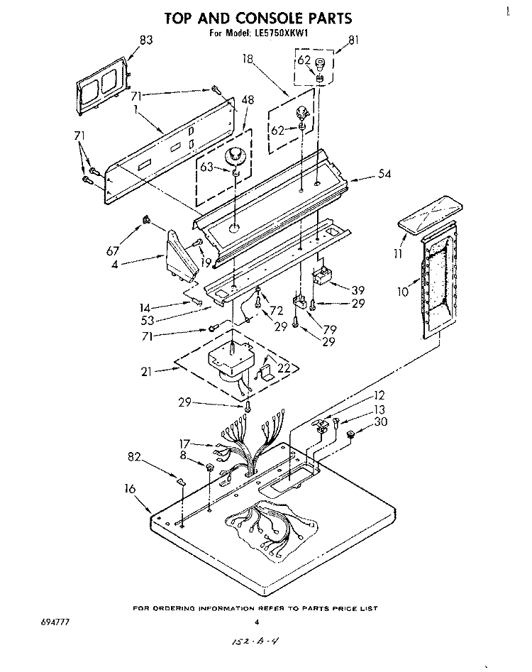 SECTION Diagram and Parts List for LE5750XKW1  Whirlpool Dryer