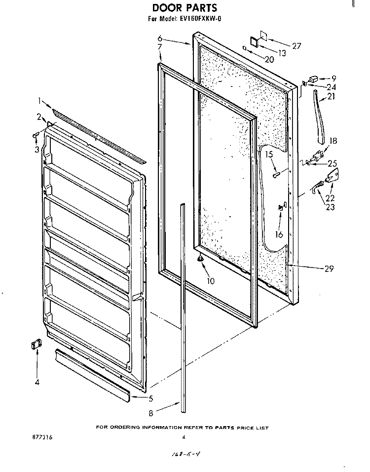 DOOR , LIT/OPTIONAL Diagram and Parts List for EV160FXKW0  Whirlpool Freezer