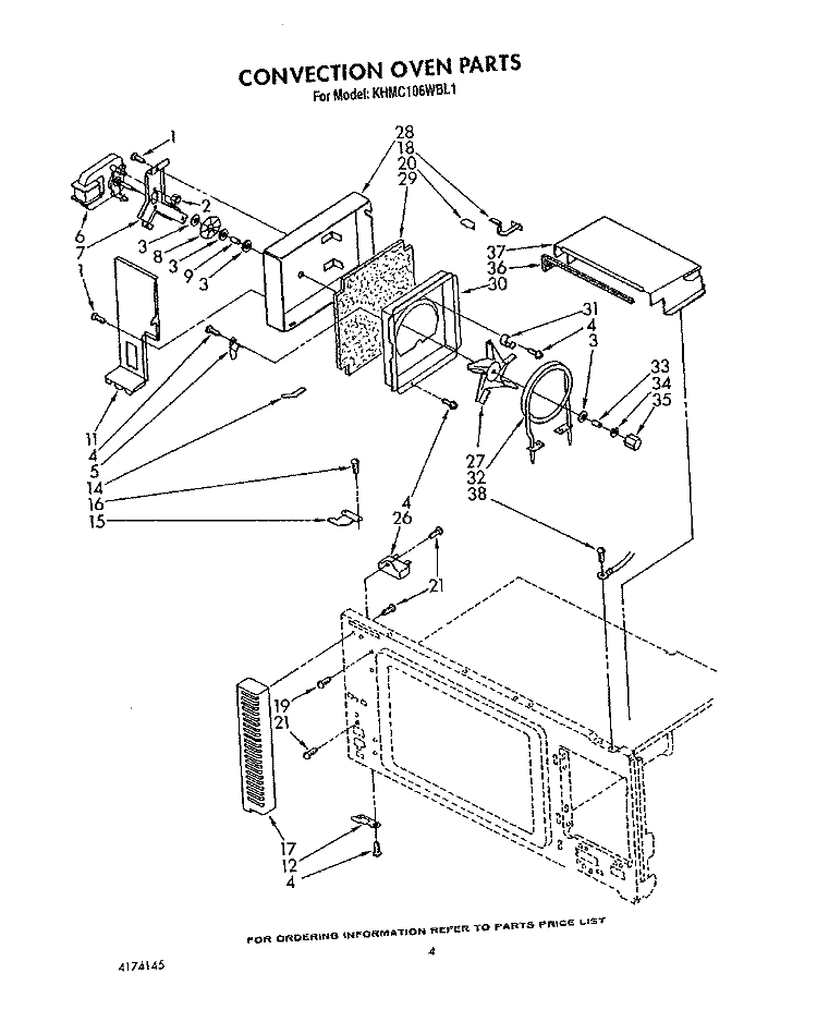 CONVECTION OVEN Diagram and Parts List for KHMC106WAL1  KitchenAid Microwave