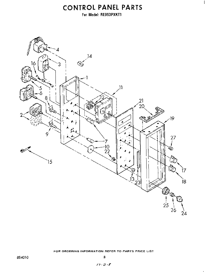 CONTROL Diagram and Parts List for RE963PXKT1  Whirlpool Range
