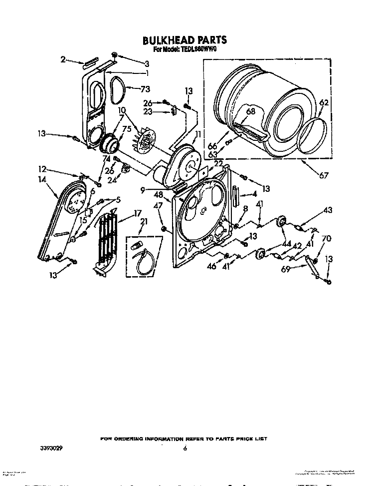 SECTION Diagram and Parts List for TEDL660WN0  Whirlpool Dryer