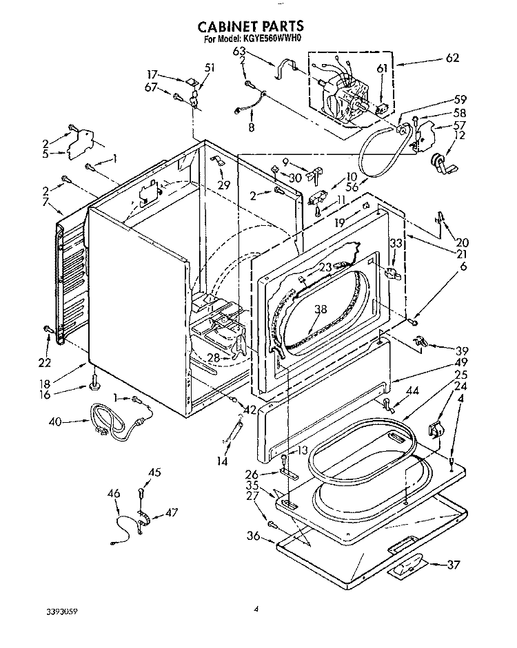 CABINET Diagram and Parts List for KGYE560WPL0  KitchenAid Dryer