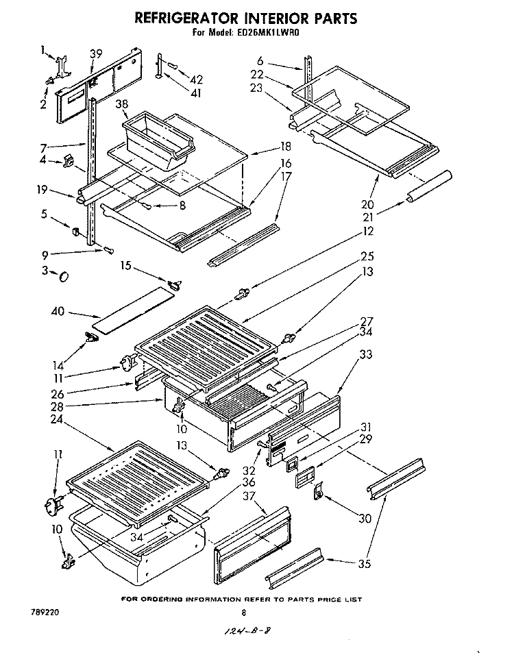 REFRIGERATOR INTERIOR Diagram and Parts List for ED26MK1LWR0  Whirlpool Refrigerator