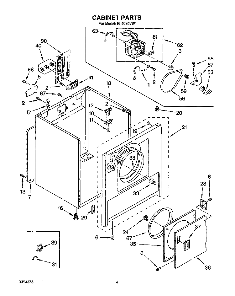 SECTION Diagram and Parts List for EL4030VW1  Roper Dryer