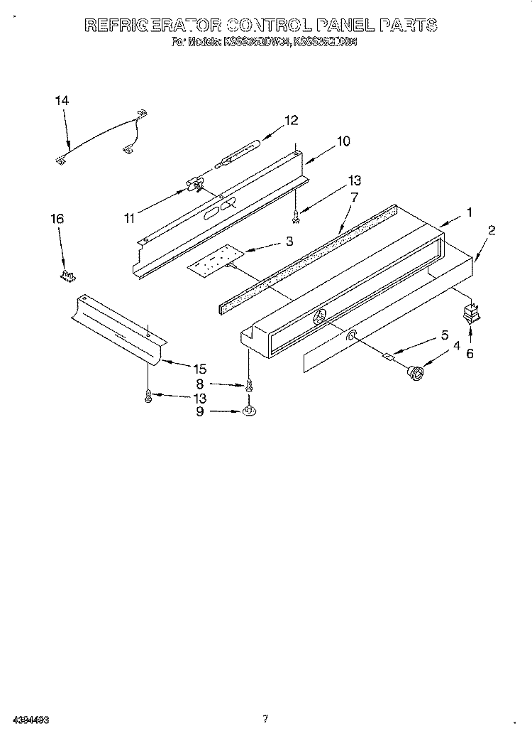REFRIGERATOR CONTROL PANEL Diagram and Parts List for KSSS36QDW04  KitchenAid Refrigerator