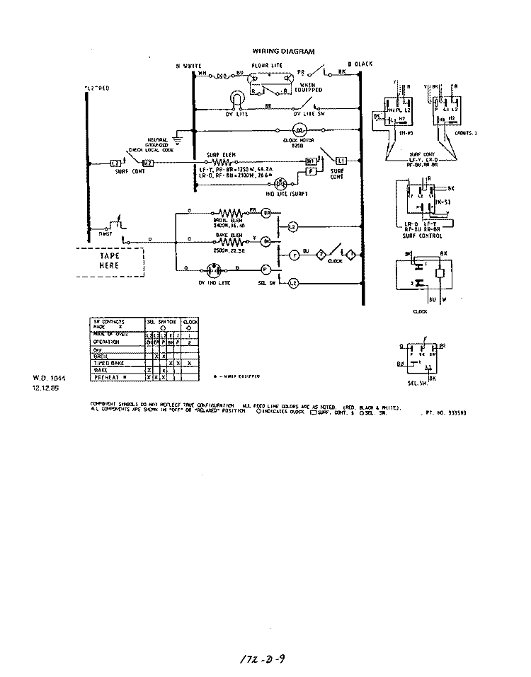SECTION Diagram and Parts List for 2326W0A  Roper Range