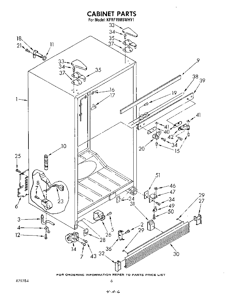 CABINET Diagram and Parts List for KFRF19MSWHY1  KitchenAid Refrigerator