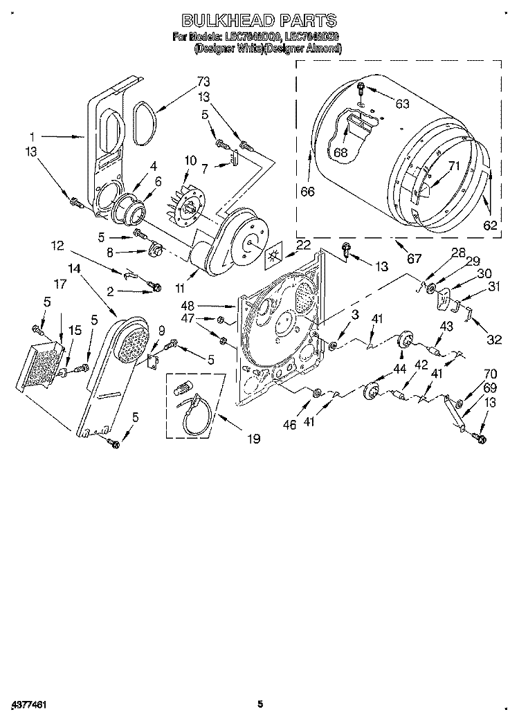 SECTION Diagram and Parts List for LEC7848DZ0  Whirlpool Dryer