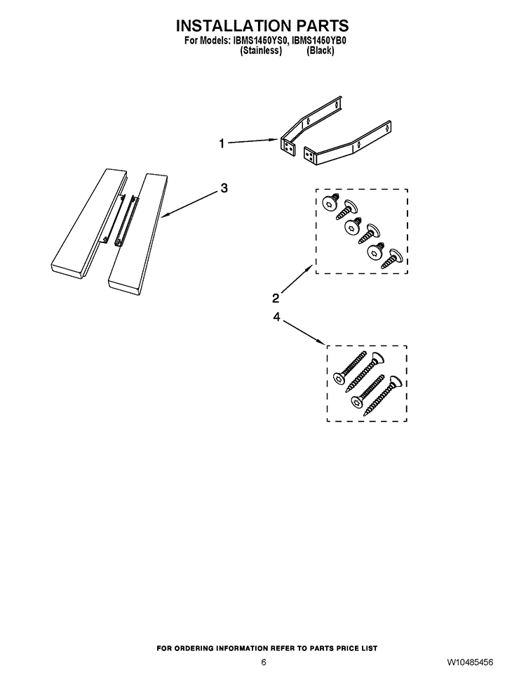 INSTALLATION PARTS Diagram and Parts List for IBMS1450YB0  Whirlpool Microwave