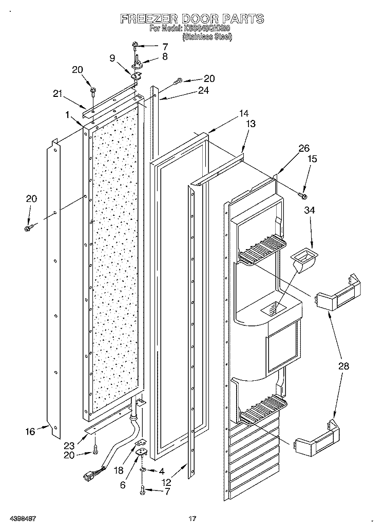 FREEZER DOOR Diagram and Parts List for KSSS48QHX00  KitchenAid Refrigerator