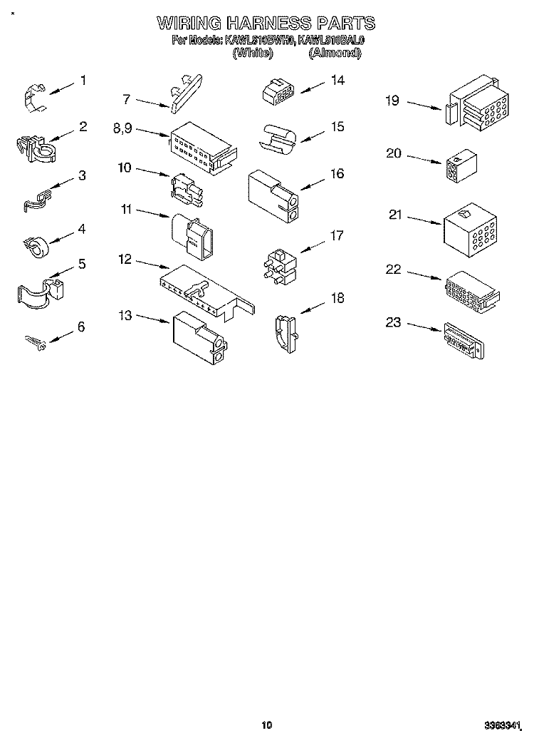 WIRING HARNESS Diagram and Parts List for KAWL510BWH0  KitchenAid Washer