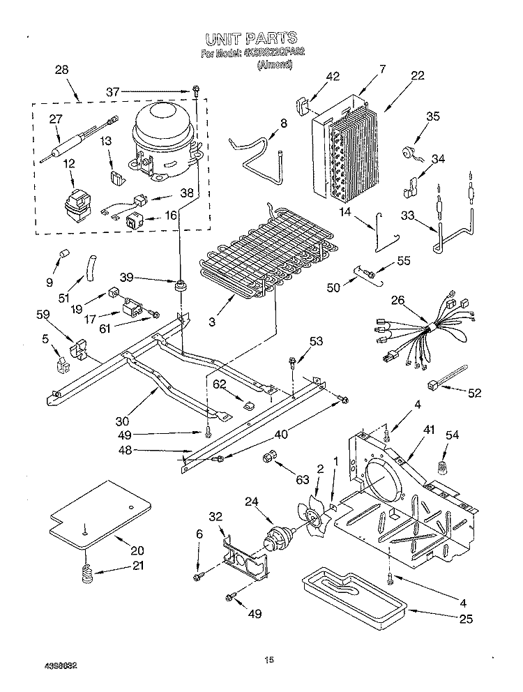UNIT Diagram and Parts List for 4KSRS22QFA02  KitchenAid Refrigerator