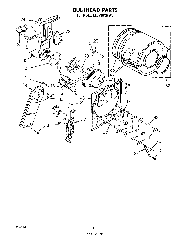 SECTION Diagram and Parts List for LE5790XMW0  Whirlpool Dryer