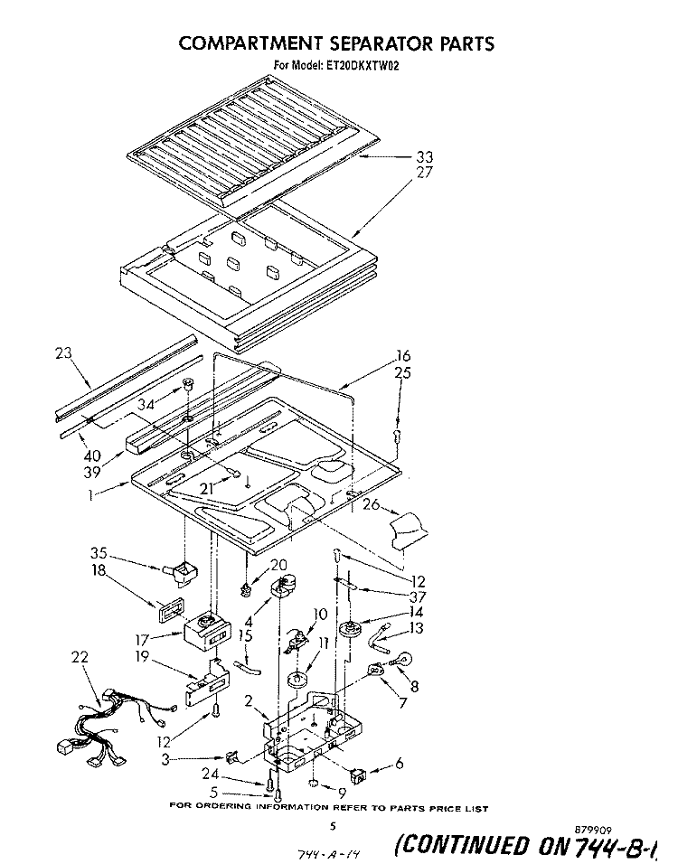 COMPARTMENT SEPARATOR Diagram and Parts List for ET20DKXTF02  Whirlpool Refrigerator