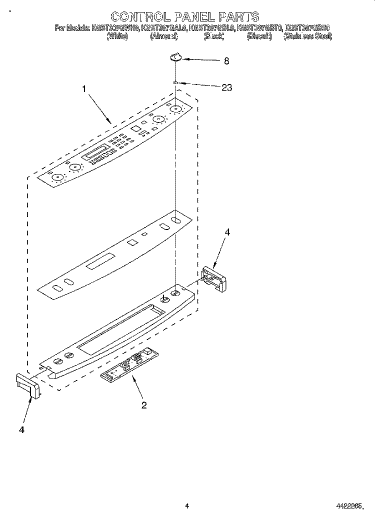CONTROL PANEL Diagram and Parts List for KGST307GAL0  KitchenAid Range