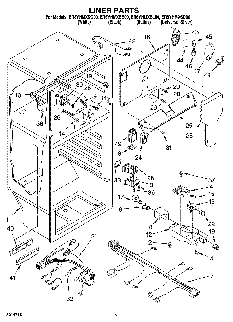 LINER PARTS Diagram and Parts List for ER8YHMXSL00  Whirlpool Refrigerator