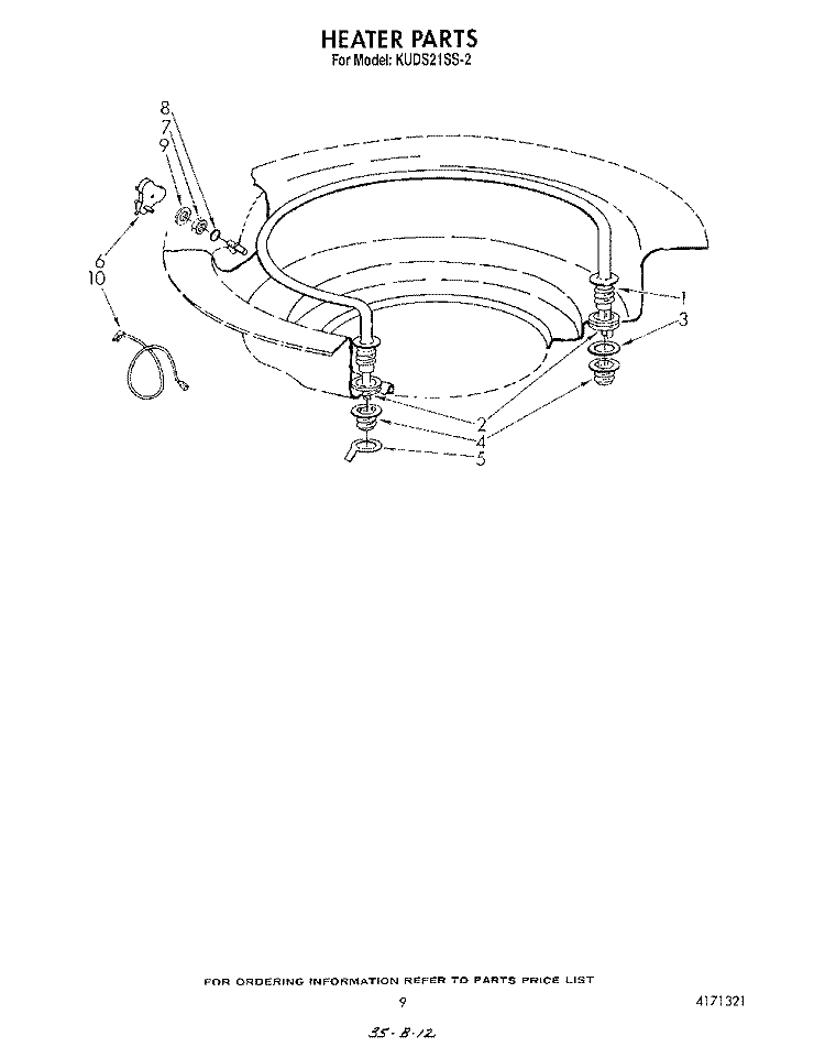 HEATER Diagram and Parts List for KUDS21SS2  KitchenAid Dishwasher