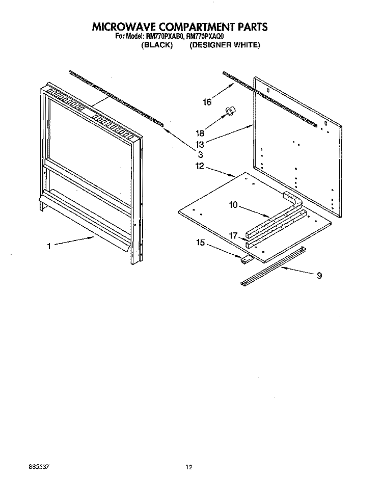 MICROWAVE Diagram and Parts List for RM770PXAQ0  Whirlpool Wall Oven
