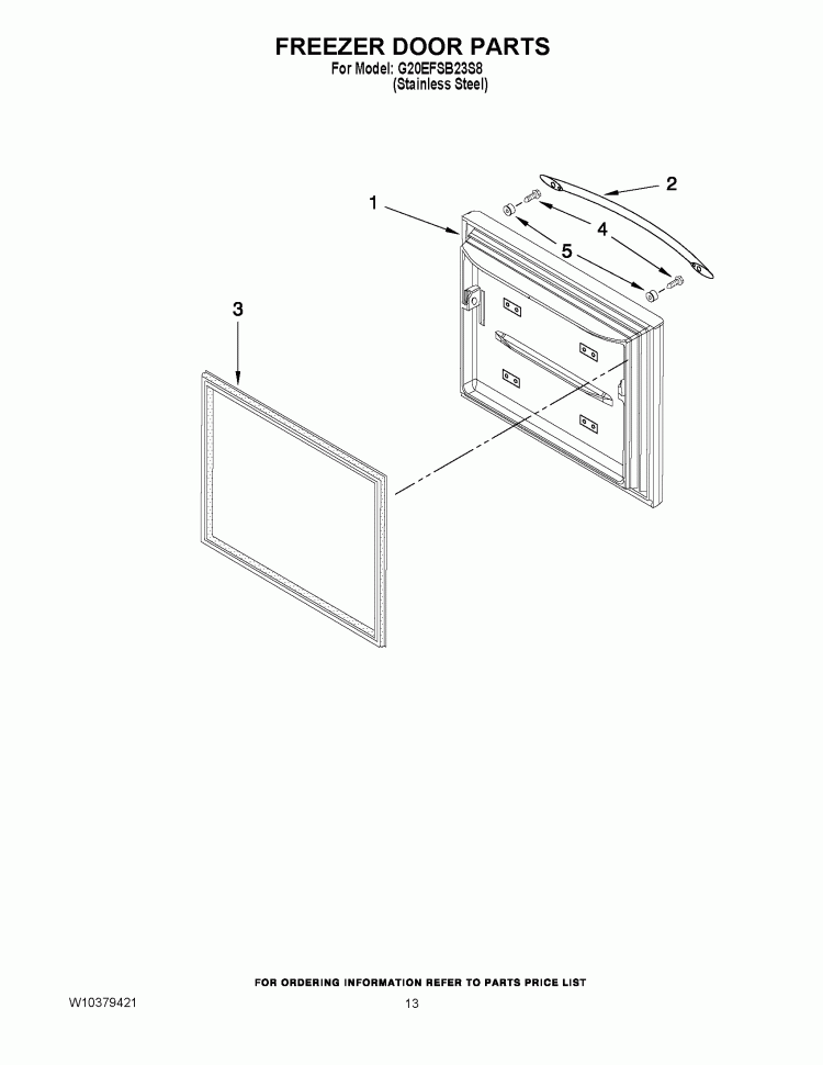 FREEZER DOOR PARTS Diagram and Parts List for G20EFSB23S8  Whirlpool Refrigerator