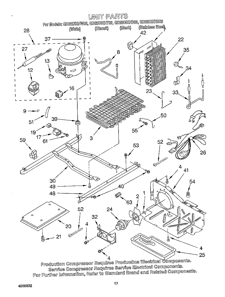 UNIT Diagram and Parts List for GD25DIXHB02  Whirlpool Refrigerator