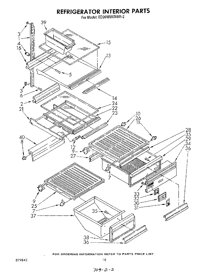 REFRIGERATOR INTERIOR Diagram and Parts List for ED26MMXRWR2  Whirlpool Refrigerator